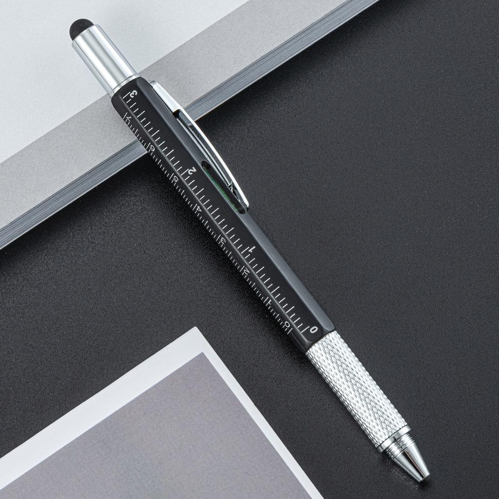 Multifunkční nástroj 6v1 Kuličkové pero Šroubovák Pravítko Vodováha Kreativní psací potřeby Dárek Dotyková obrazovka Design stylusu Kapacitní pero