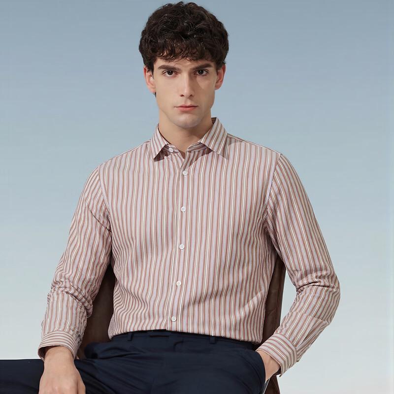 Judger Men s Tencel Blend Red Stripe Long-Sleeve Shirt 39