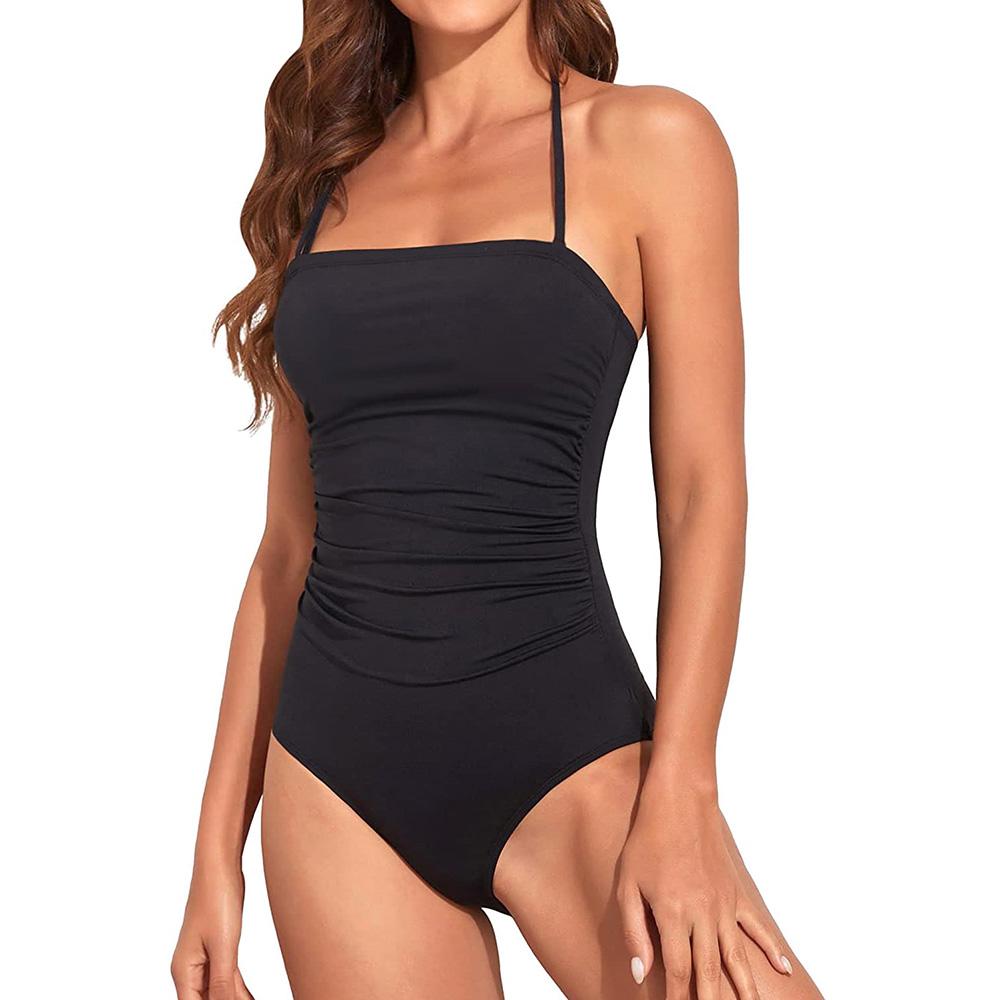 Sexy Black Bikini 2025 Women Swimsuit Female Swimwear Halter Tummy Control Brazilian Beachwear Monokini Bathing Suit Biquini S