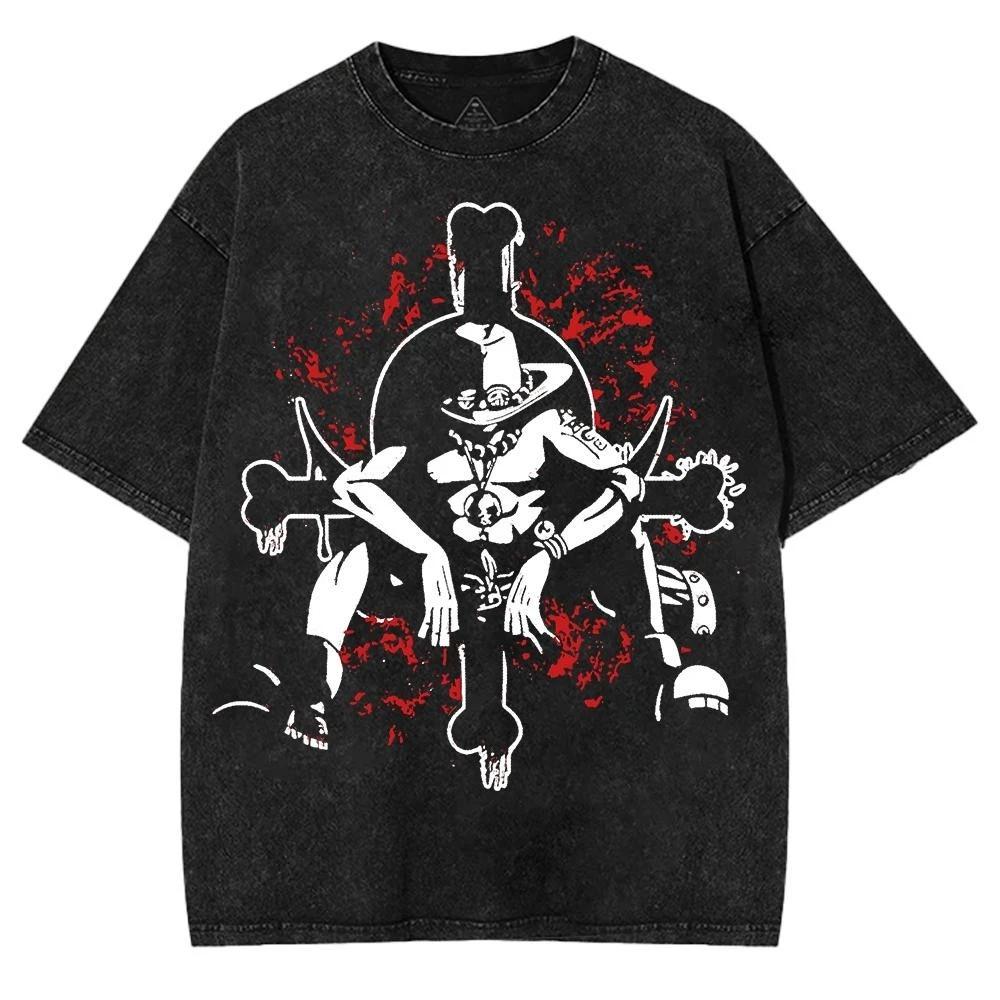 Vintage Dracule Mihawk Washed T Shirt One Piece Anime Graphic Tee Unisex Retro XL