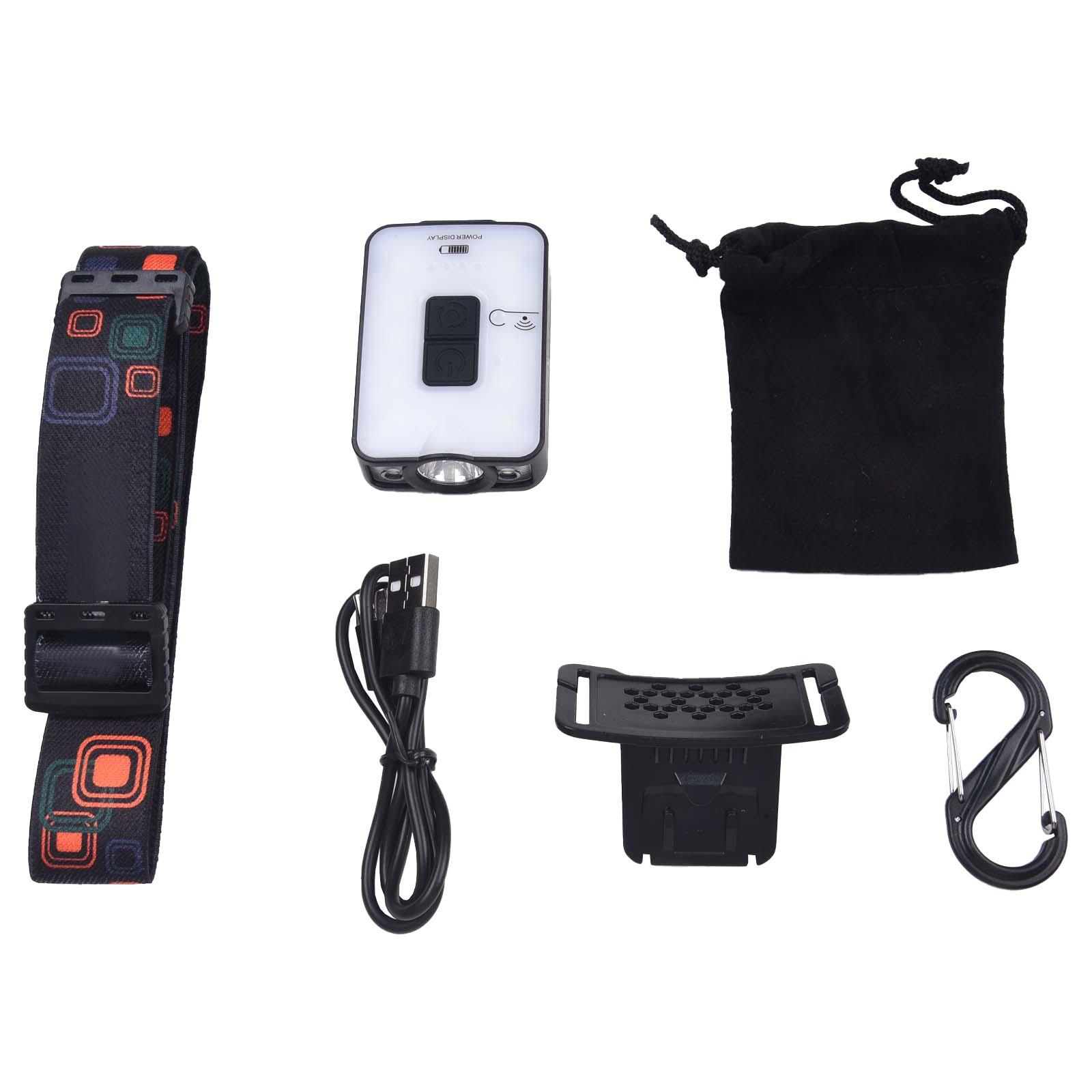 

Налобный фонарь для кемпинга с управлением без помощи рук, клипса, датчик света, фонарь на кепку чёрный