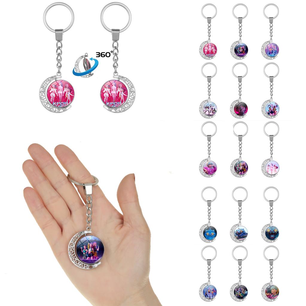 Anime Peripheral Double-sided Rotating Keychain, Creative Peripheral Key Ring Accessories Key Chain Ring