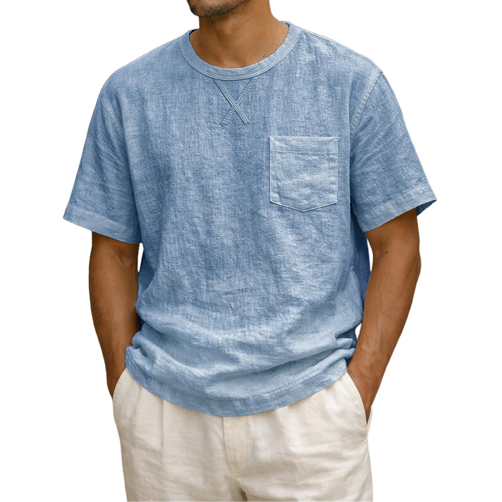 Men s Summer Short Sleeve Shirt Men s Casual Fashion Short Sleeve Shirt L синий