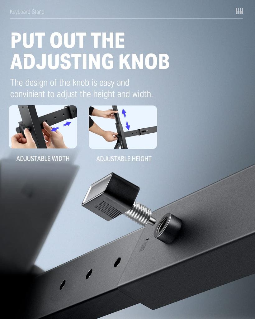 Elektronické klávesové piano Donner s nastavitelnou výškou, kompatibilní s elektronikou kláves, vhodné pro učebny, stojan ve tvaru Z DKS-100, skládací, 55-85 cm