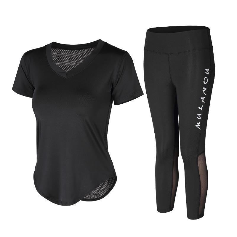 Women's Quick-Dry Yoga Set: Hollow Out Top with Short Sleeves and Tight Pants - 3-Piece Summer Fitness Outfit