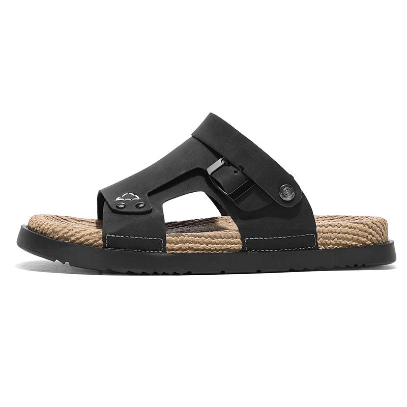 Fashion Men's Tide Summer New Style Leather Sandal Toe Cap Outdoor Leisure Sports Hollow Sandals Beach Shoes Handmade Men Shoes