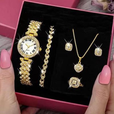 Women's 5-Piece Fashion Watch Set with Picture Box – Classic Hot Style