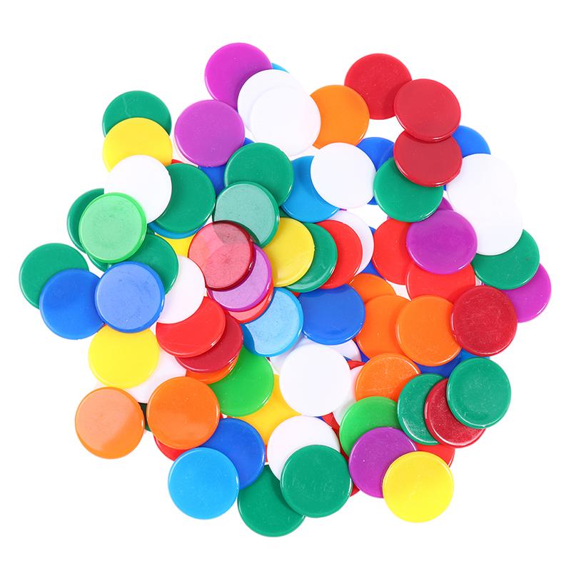 100Pcs Transparent Color Counters Counting Bingo Chips Plastic Supplies Counters