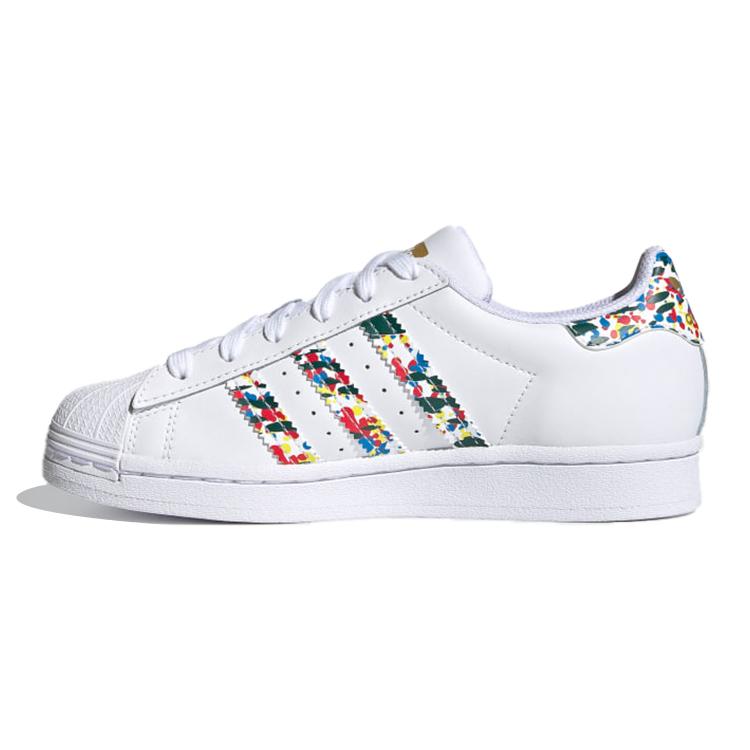 adidas Originals Superstar J Print Low Top Kids' Skateboarding Shoes White Teenagers FY9828