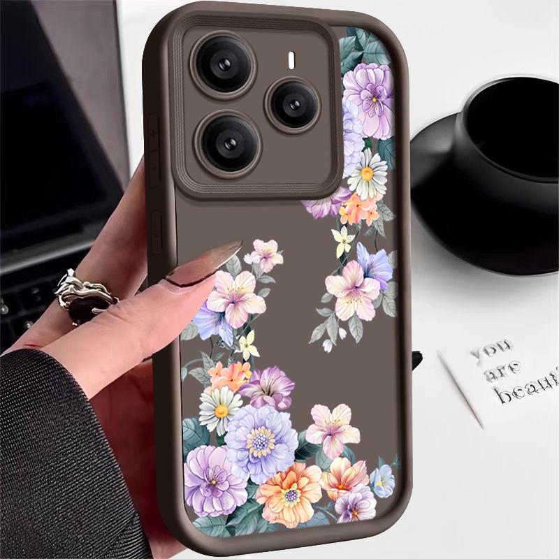 Color Floral Pattern TPU Soft Phone Case For Xiaomi 14T Pro 13T Poco F6 Pro X6 M6 X5 Redmi Note 14 Pro 13 12 11 10 Matte Shockproof Back Cover