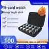 15-Slot Deluxe Large Watch Storage Box with Portable EVA Sponge Card Slots and Zipper Closure