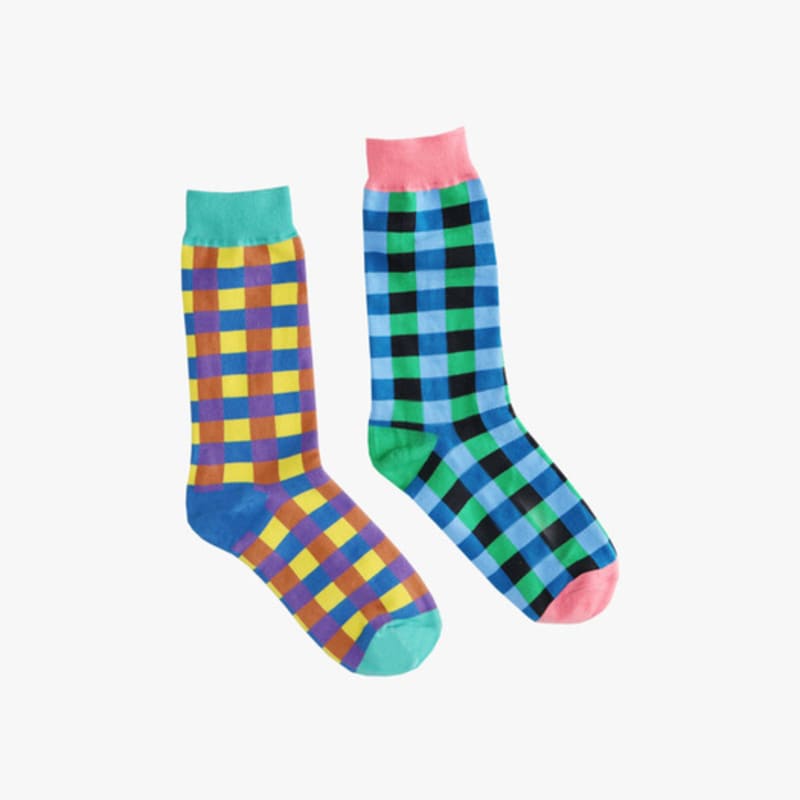 

pink PINEAPPLE [2EA 1SET] COLORED CHECK SOCKS_MIX MIX_FREE
