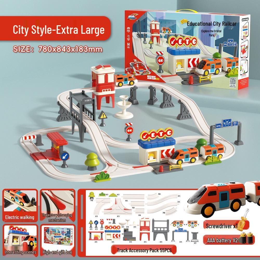 Forest Train Track Adventure Set: Educational Puzzle & Construction Vehicles for Ages 3-6