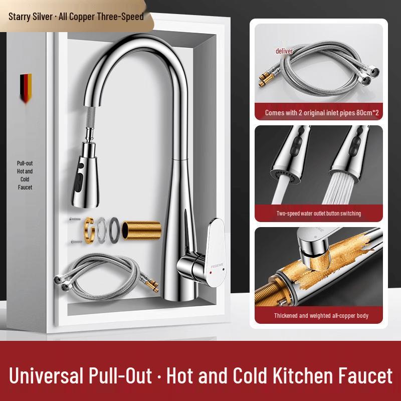 Xuanyong All-Copper Kitchen Pull-Out Faucet