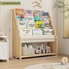 Mehrschichtiges Kinder-Bücherregal aus Massivholz mit abnehmbarem Stoff, Standregal für Kindergarten und Baby-Bücher