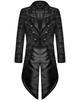 Mode Herren Gothic Steampunk Frack Jacke Schwarz Brokat Damast Hochzeit