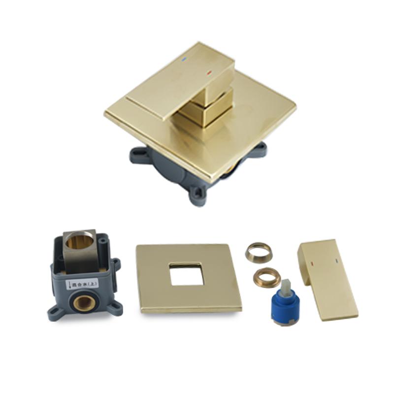 Bathroom Square In Wall Mounted Shower Mixer Valve Brass Concealed Shower Mixer Valve 1 Way Faucet Tap Chrome Black Brushed Gold