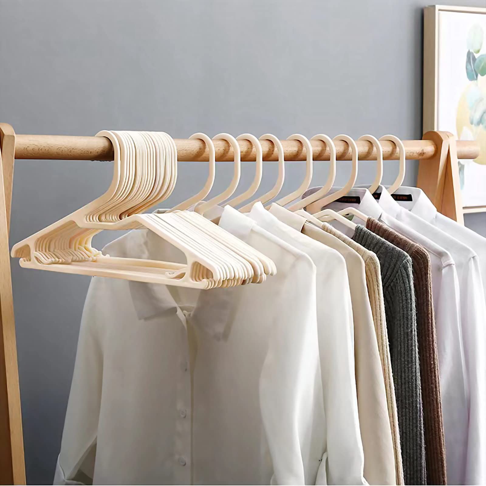 Eachjoy Clothes Hangers Closet Storage Hangers 20-Pack - Anti-Slip, Plastic, Hangers, Stylish, (Almond Color)