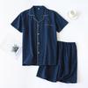Set Pigiama Estivo per Coppia: Completo da donna a quadri in cotone a maniche corte con pantaloncini, Pigiama casual taglie forti da uomo