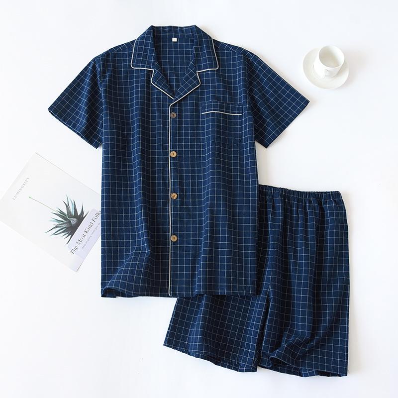 Set Pigiama Estivo per Coppia: Completo da donna a quadri in cotone a maniche corte con pantaloncini, Pigiama casual taglie forti da uomo