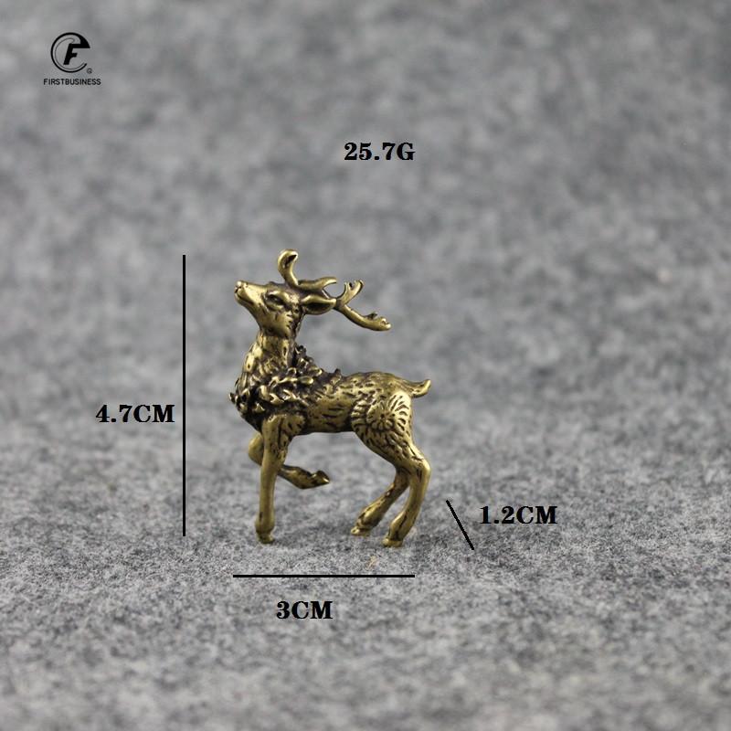 Vintage Copper Deer Ornaments 1 Pair Solid Brass Sika Deer Figurines Lucky Feng Shui Crafts Sculpture Home Office Desk Deoration