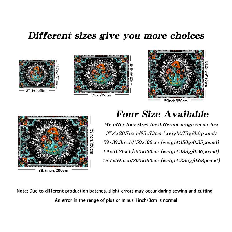 1pc Bohemian Burning Sun Mushroom Octopus Tapestry, Psychedelic Eye Marine Creature Tapestry