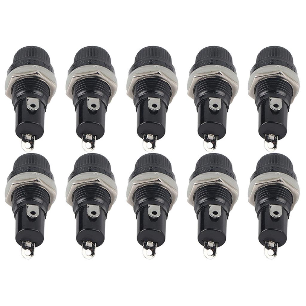 10pcs Panel Mount Screw Cap Fuse Holder Case for Radio Glass Tube Fuses 5 x 20mm