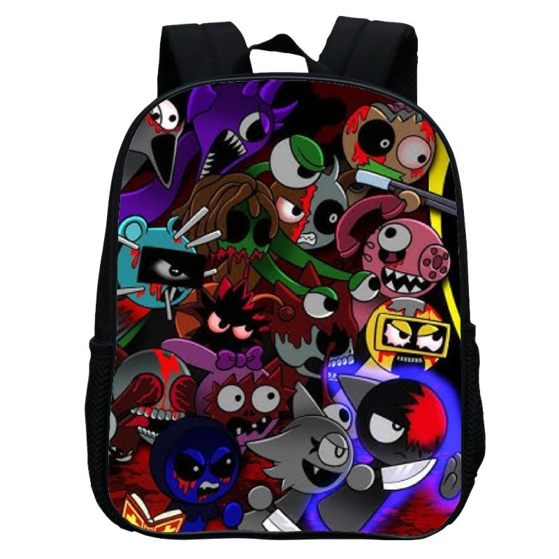 Printed Rhythm Box Kindergarten Bag, Cartoon Sprunki 12-Inch Backpack Lightweight Boys And Girls