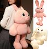 Adorable Pink And White Stuffed Bunny Toy For Girls Plush Rabbit Doll With Long Ears