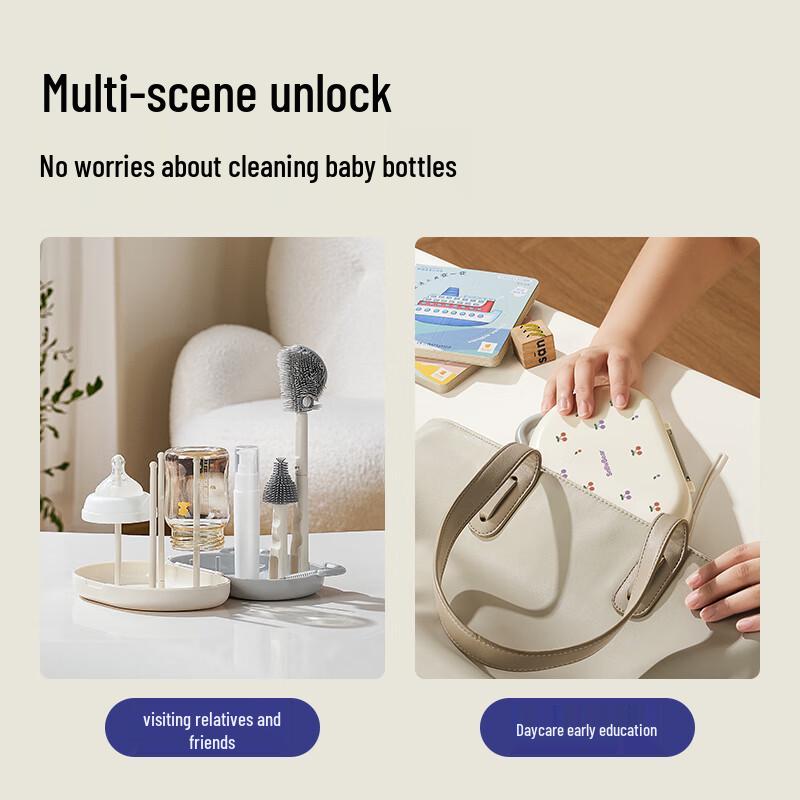SnowBear Portable Silicone Baby Bottle Brush Set