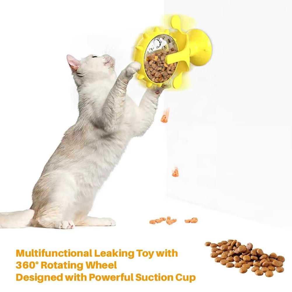 360° Wheel Interactive Pet Puzzle Feeder Toy Slow Feeder for Cats and Dogs with Strong Suction Cup