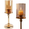 Elegant Gold Candlestick WITH Glass Cylinder 35 CM