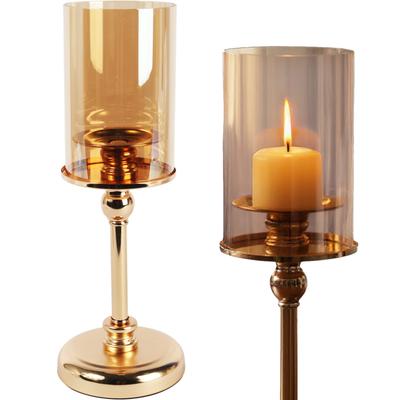 Eleganter goldener Kerzenständer MIT Glaszylinder 35 CM