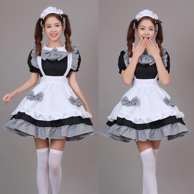 Ženy S~5XL Cosplay Kostým Japonské Anime Volná Uniforma Černá Bílá Motýlek Roztomilá pokojská Restaurace Šaty pokojské velké velikosti