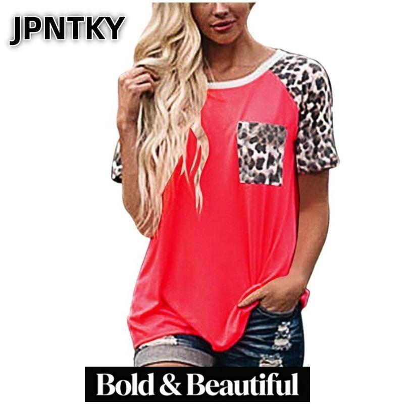 JPNTKY Women's Fashion Casual Short Sleeve O-Neck Blouses & Shirts