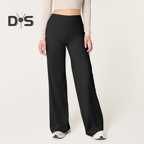Dámské rozšířené kalhoty s elastickým vysokým pasem, jednobarevné rovné kalhoty, jednobarevné rovné kalhoty na jógu s kontrolou bříška