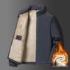 Men's Plus Velvet Lambswool Fleece Stand Collar Jacket - Thickened, Casual, Plus Size for Autumn/Winter