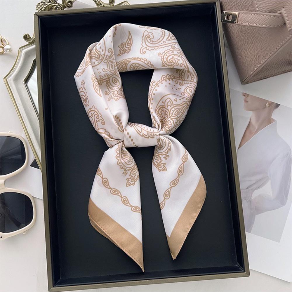 Luxury Print Square Silk Scarfs For Women Decorate Neck Ties Fashion 70*70Cm Kerchief Lady Summer Beach Hijab Female Neckerchief