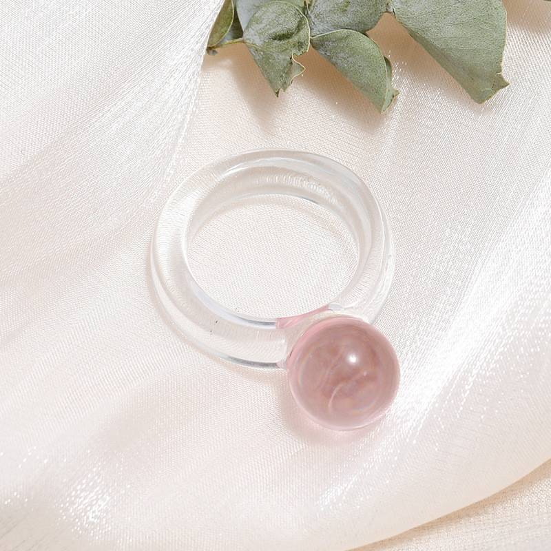 Round Rings Square Crystal Transparent Colorful Simple Geometric Resin Acrylic