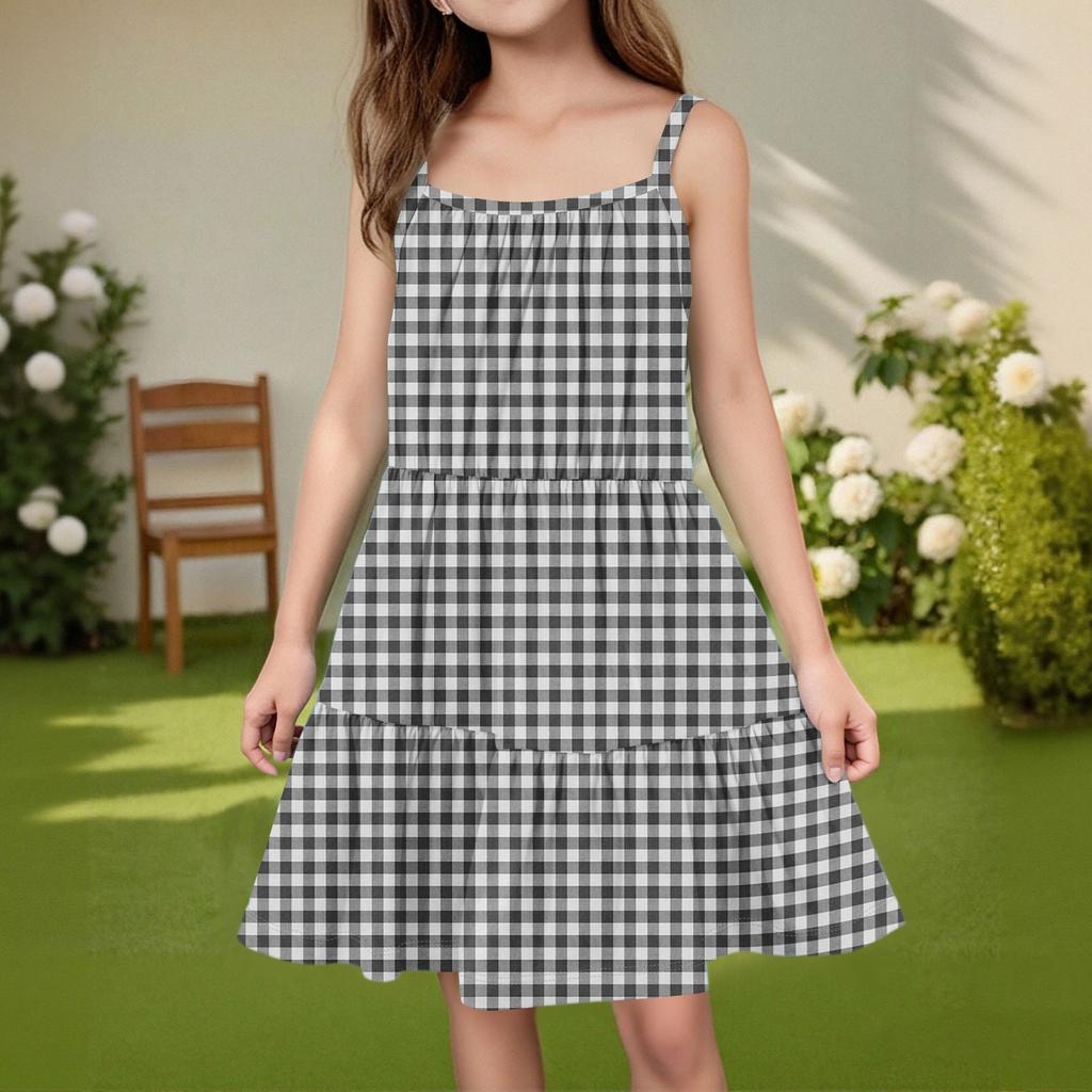 Kinder Sommer Freizeitmode Rundhals Ärmelloses Kleid