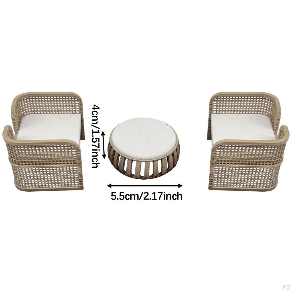 Dollhouse Table and Chairs Set Decoration Accessories Cute Rustic Ornaments Dollhosue