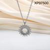 European Style Gold-Plated Titanium Steel Necklace with Rhinestone Sun and Star Design for Women – Elegant Clavicle Chain Jewelry