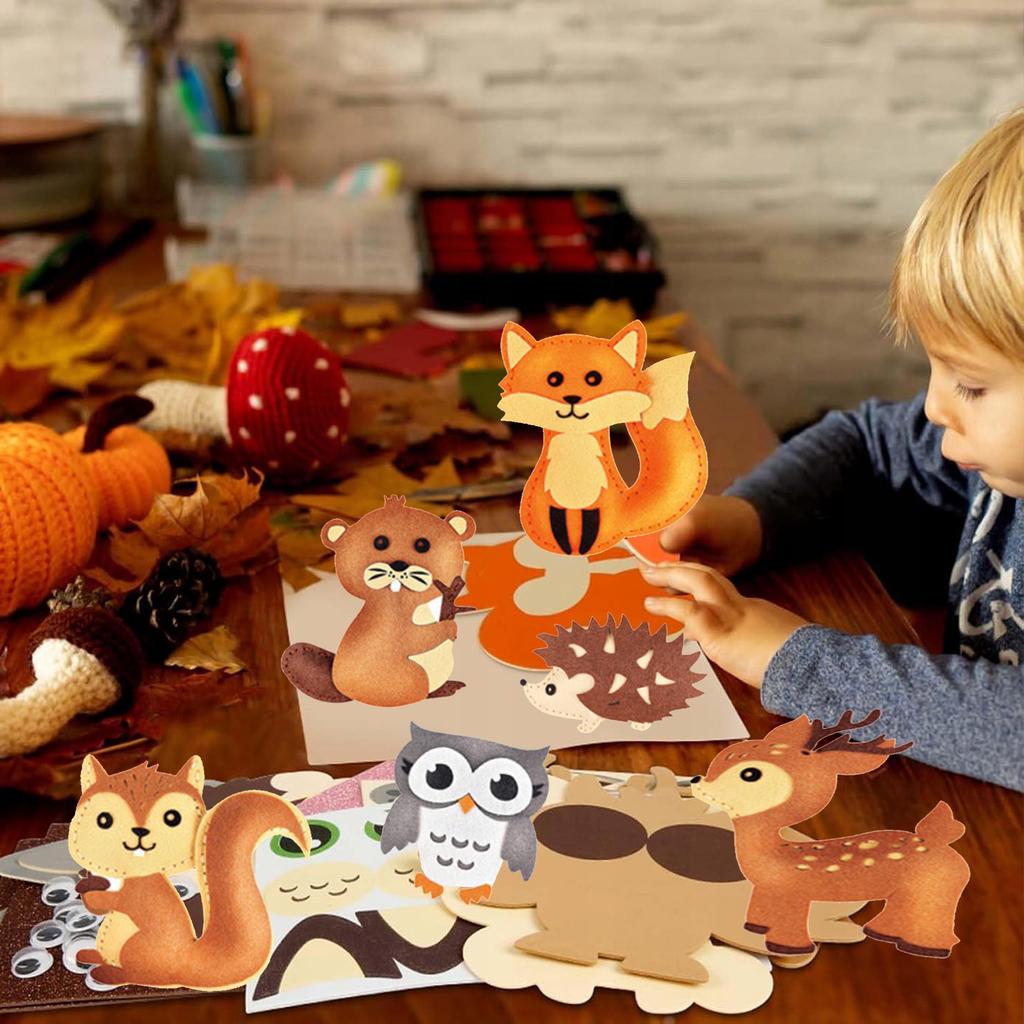 [PACZA][1] Creative Set of Felt Embroidery Patterns Forest Animals 6 pcs Z3127
