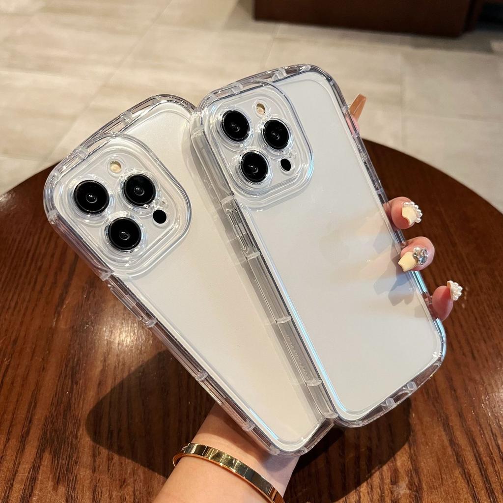 Applicable to iPhone16ProMax Cream Round Eye Transparent Phone Case 14 Apple 13 Small Hole 12/15 Premium 11