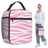 Zebra Pattern Pink Zebra Stripes Insulated Lunch Bag for Women Office Cooler Thermal Food Box Tote Lunch Boxes Container