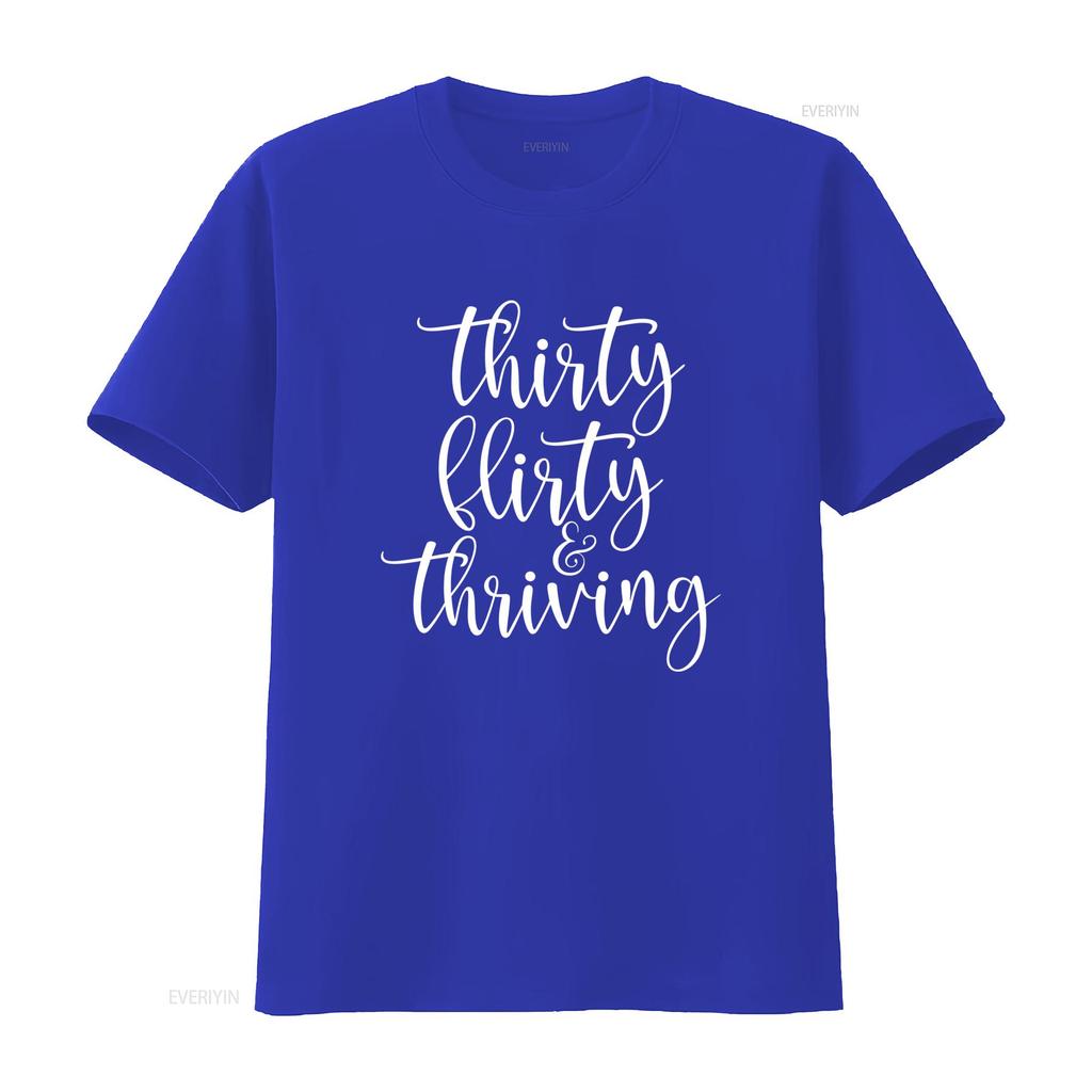 30Th Birthday T Shirt Thirtieth Party Thirty Flirty Thriving Turning 30  vintage Washed graphic Versatile Unisex Breathable