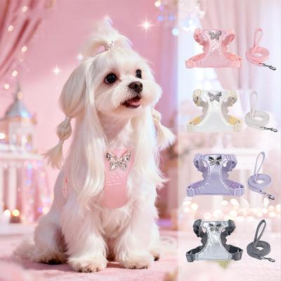 Hund Kleiner Exquisiter Kleiner Brustgurt Mit Seil Haustier Verstellbarer Brustgurt Mit Metallschleife Training Brust und Rücken Für Welpen Hund
