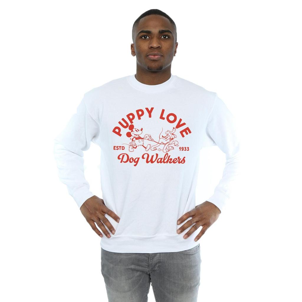 Disney Mens Mickey Mouse Puppy Love Sweatshirt