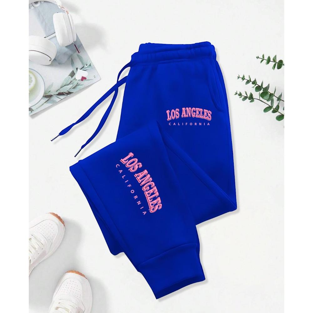 Los Angeles California Pink Letter Prints Print Pant Woman Drawstring Pocket Sweatpants Sport Jogger Casual Autumn Trouser
