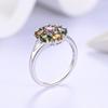 925 Sterling Silver Ring with Natural Round 4.0 Colorful Tourmaline Fine Jewelry for Ladies' Daily Gatherings Gift